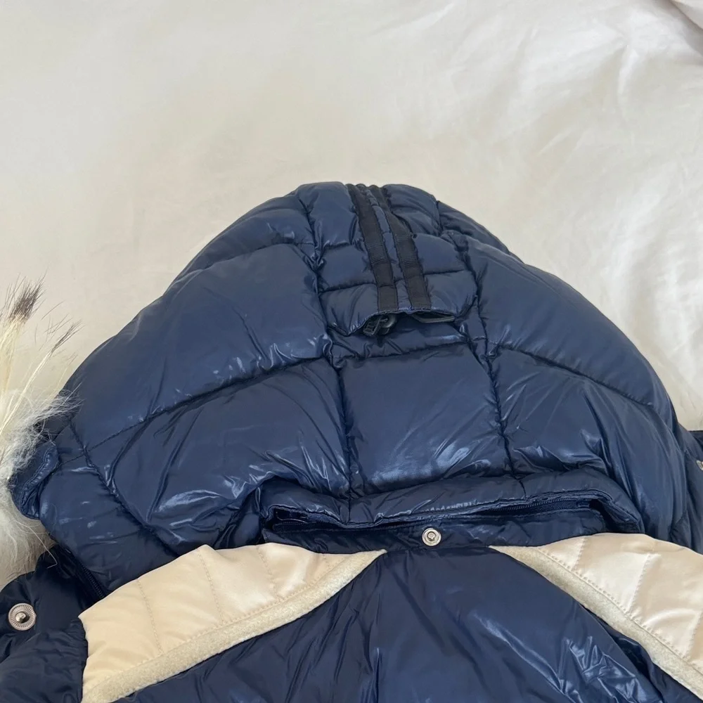 Rossignol Dark Blue and White Puffer Jacket with Fur Hood - Picture 8 of 12